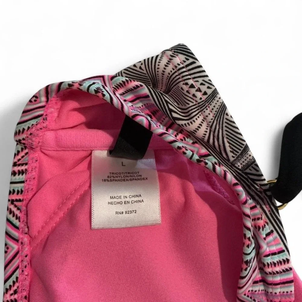 Trillium Bikini Top Girls Large Pink‎ Black Geometric Excellent Strappy Front